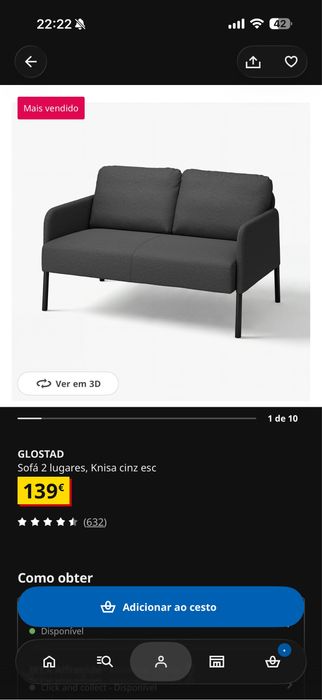 sofa ikea 2 lugares