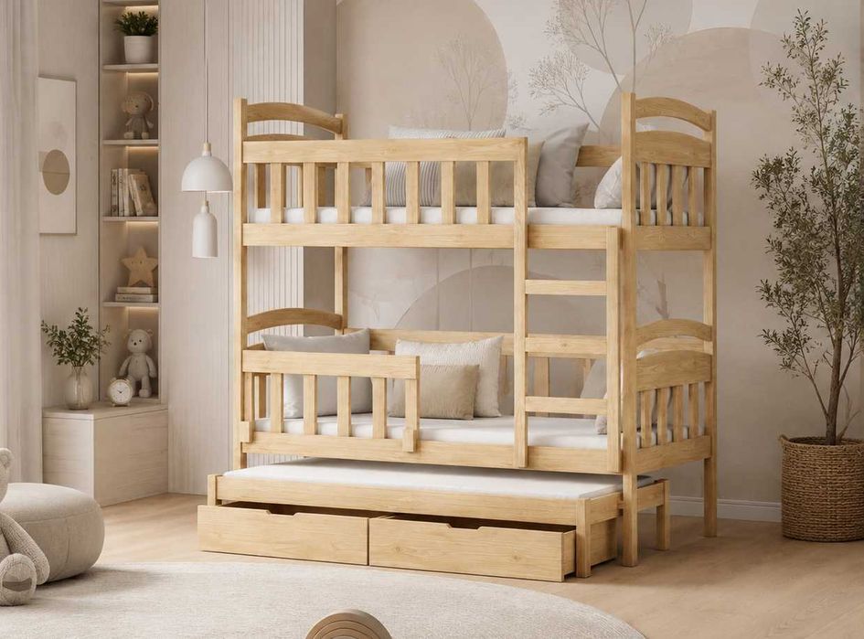 Łóżko piętrowe GABI 3 osobowe 160x75 |180x75 |200x90 materace gratis