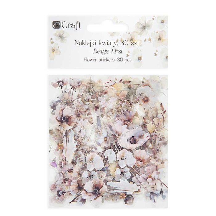 Naklejki ozdobne "kwiaty" 1opak./30szt. BEIGE MIST