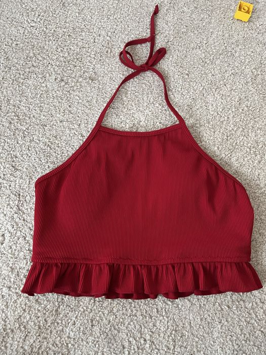 Bikini góra od stroju kąpielowego 38 M bordo falbanki