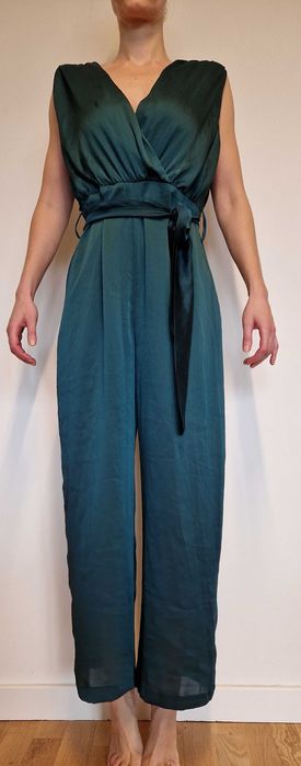 Elegancki kombinezon ZARA  butelkowa zieleń rozmiar. S