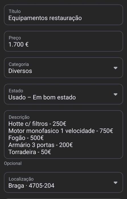 Equipamentos de restauracao