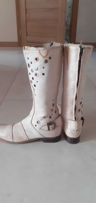 Glany skórzane przecierane rozm.37 jak nowe