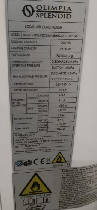 Ar condicionado portátil  Olimpia Splendid