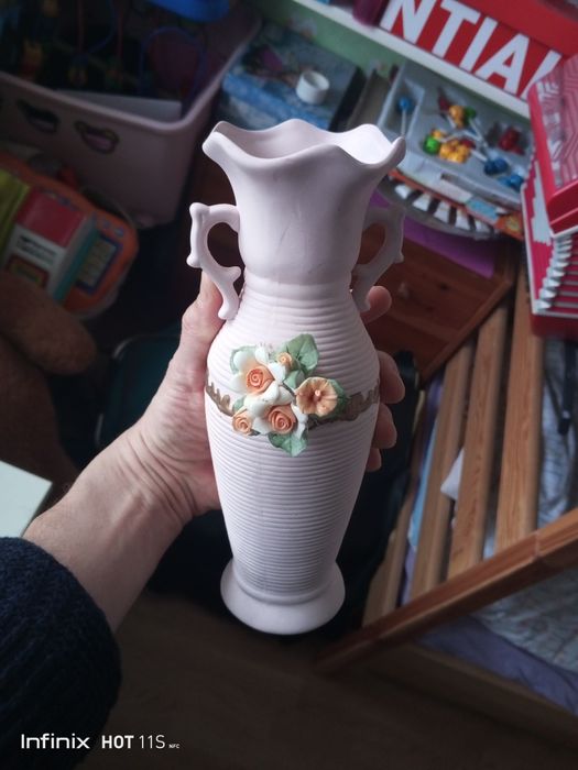 Wazon ceramiczny lata 80 zdobiony