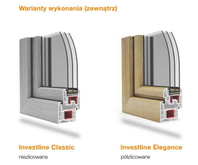 OKNA PCV 80mm 3 SZYBY System Investline Super CIEPŁE 150x150 RU