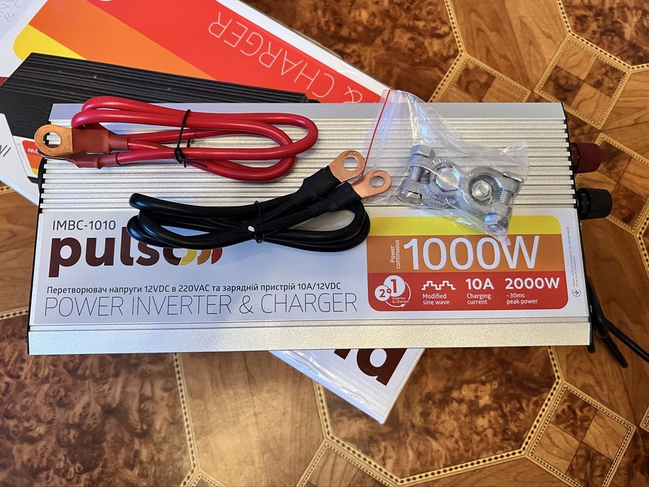 Інвертор 12-220 В + зарядний пристрій Pulso 1000/2000w не чистий синус