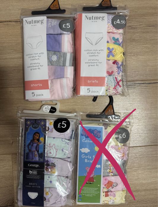 Білизна трусики для дівчат 4-5 майки 104-110 peppa wish квіти метелики