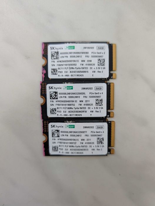 SSD 256GB M.2 NVMe PCi3 2242 Samsung SKhynix WD UM