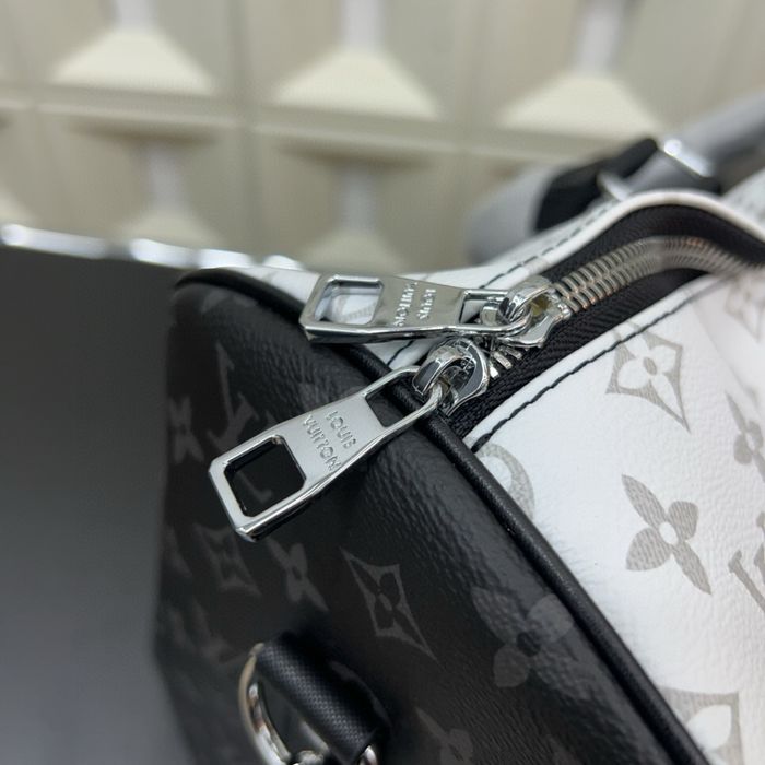 Louis Vuitton Keepall сумка мужская спортивная белая с черным дорожная