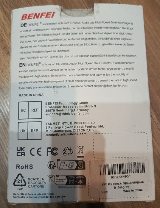 Benfei kabel HDMI do DisplayPort,6-stopniowe źródło HDMI.