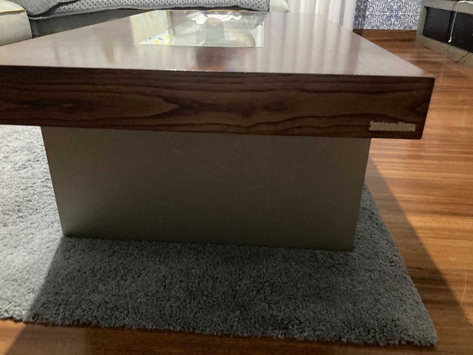 Mesa de centro sala (madeira e pedra) elegante NOVO PREÇO