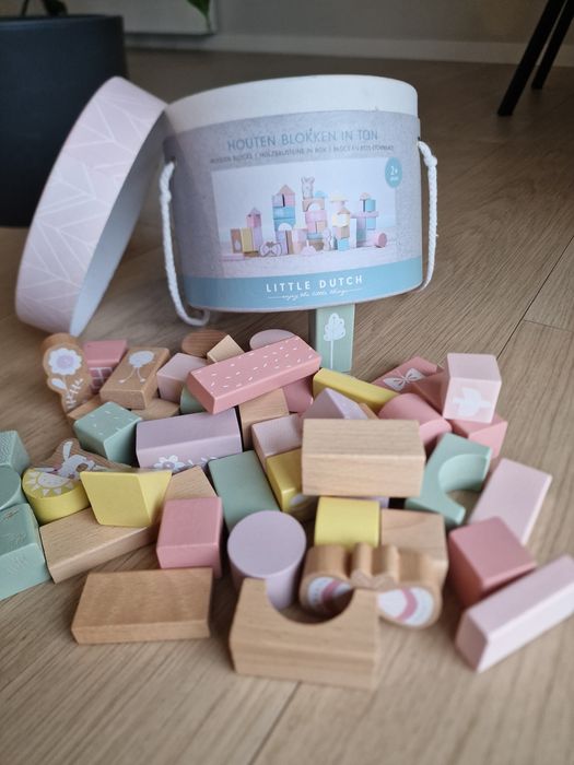 Little Dutch Drewniane Klocki Róż Zestaw  różowe