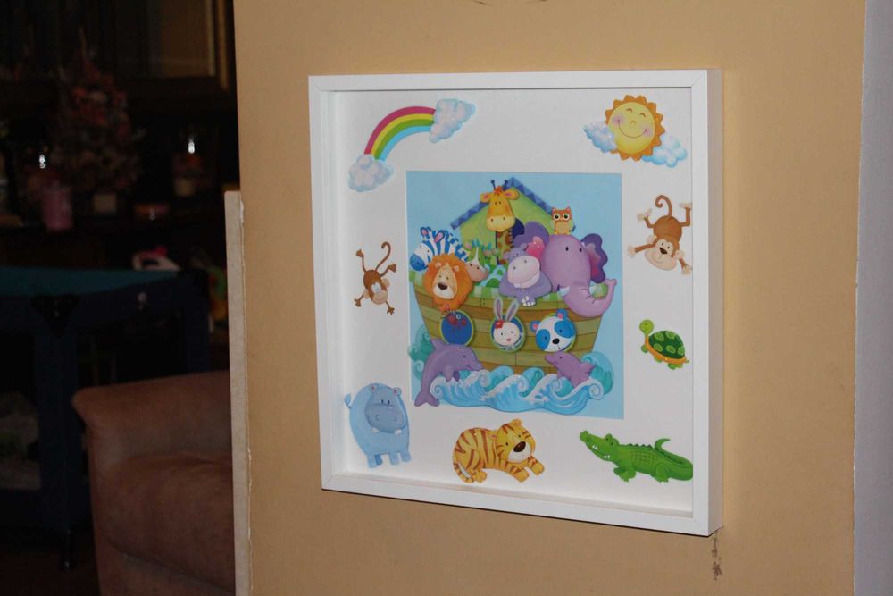 Quadro Arca de Noé 3D - 50cm x 50cm