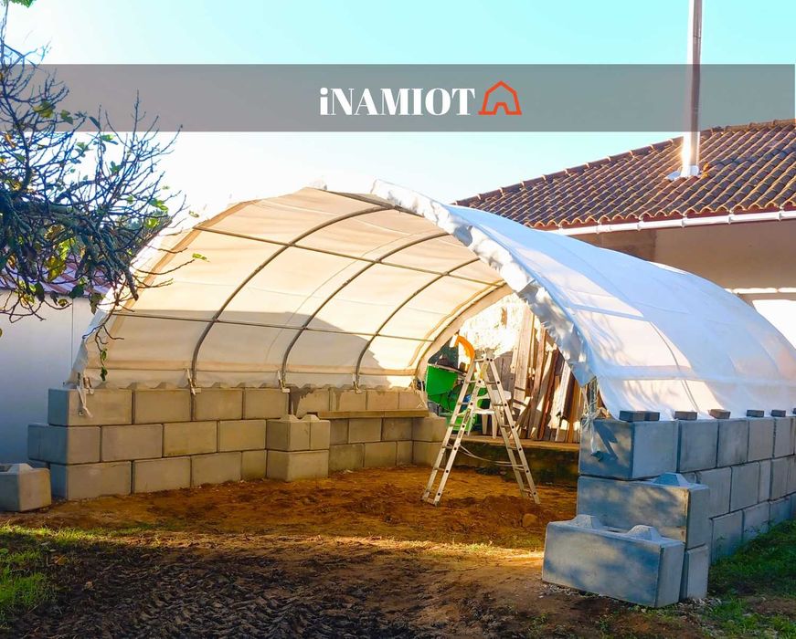 Zadaszenie kontenerowe 6x6 m namiot budowlany kontenery wiata hala