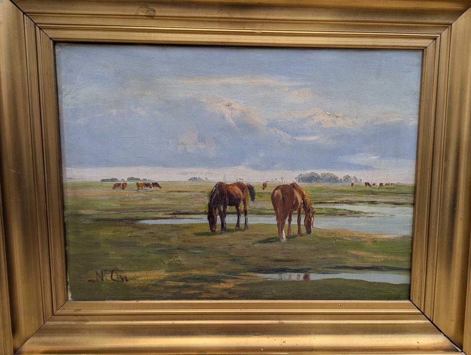 Niels Peter Christiansen (1873-) Konie Aukcyjny Pejzaż
