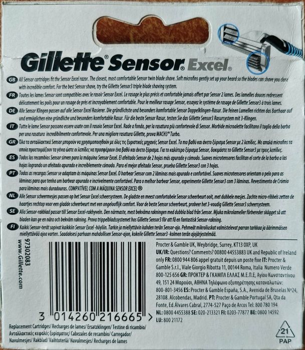 Gillette SENSOR EXCEL (3 op.) + BONUS: smycz Bacardi
