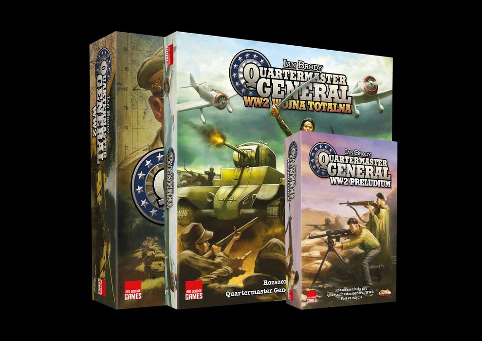 Zestaw 4 gier i dodaktów Quartermaster General WW2 + Wojna Totalna + Preludium+Monolith