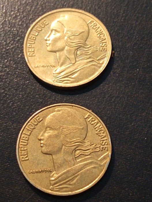 5 Centimos - Marianne	- France	1977 and 1994 (Bee Series)