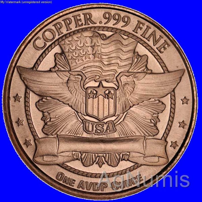 Rounds de 1 Onça AVDP de Cobre Puro 999-USA