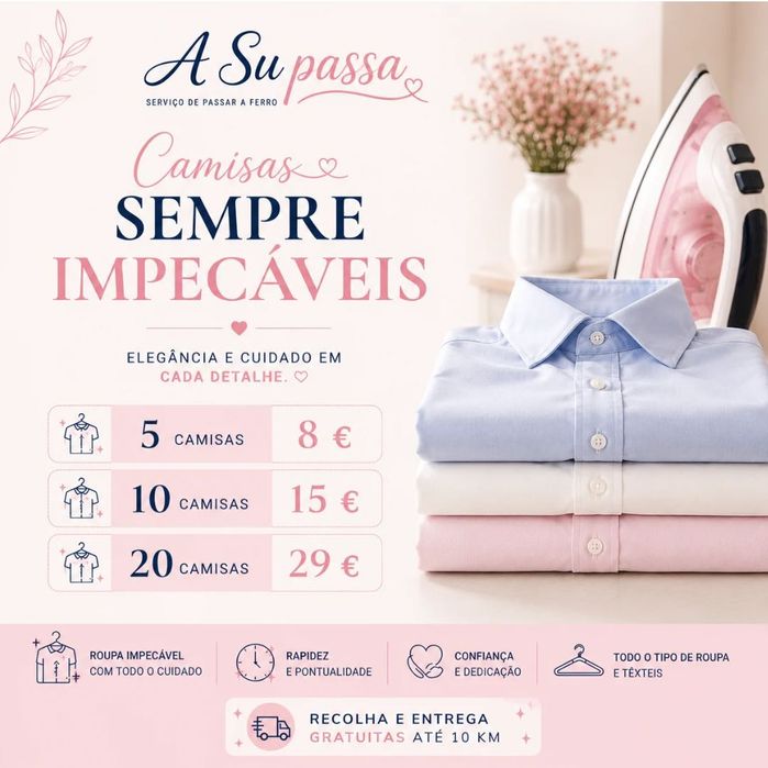 Serviços engomaria/passar a ferro