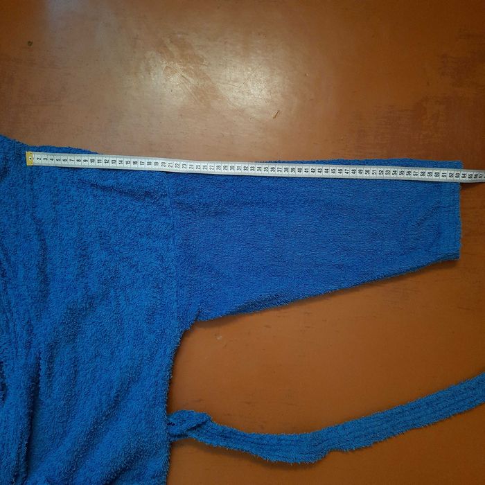 Халат жіночий махровий бавовняний синій, розмір L, 100% бавовна