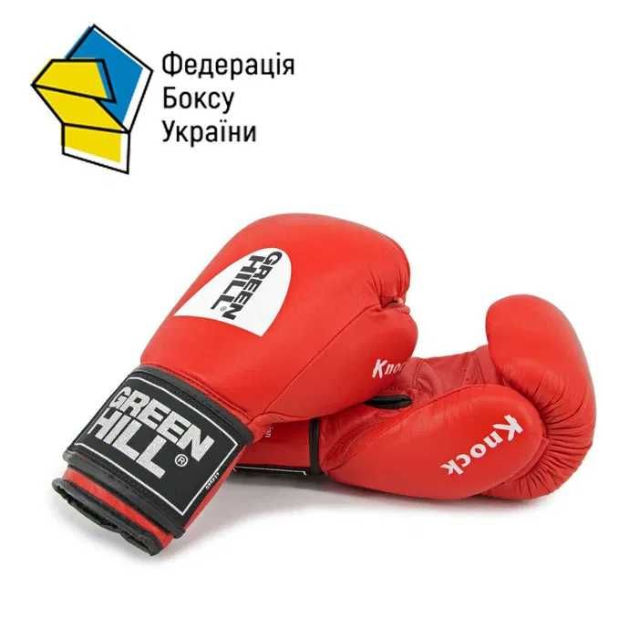Боксерские перчатки "KNOCK" Green Hill, с печать ФБУ 12унций