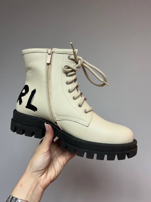 MEGA SALE -40% Женские ботинки KARL LAGERLFELD бежевые черевики хутро