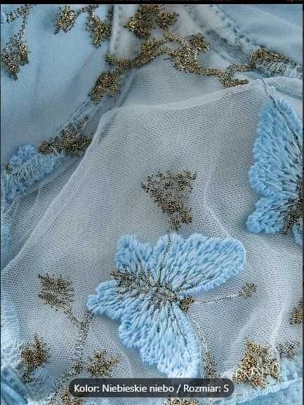 Kobiecy top z odkrytymi plecami z haftem motyla R S