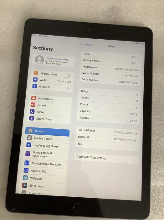 Apple ipad 6  A1893