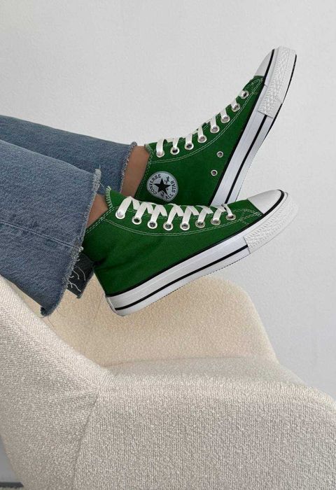 Зелені жіночі високі кеди конверси олл стар converse all star green