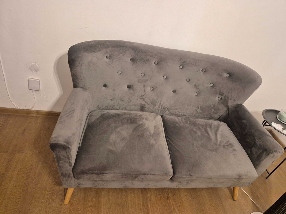 Sofa dwuosobowa szara weluorwa homla