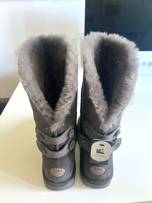 Emu Alba NOWE śniegowce kozaki botki wełna merino skóra zamszowa owcza