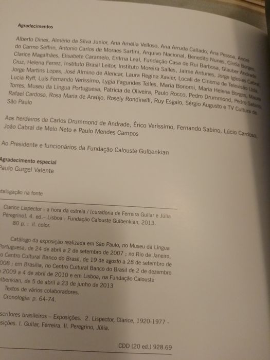 Catalogo Clarice Lispector a hora da estrela 4 edicao - 12E - Planta Manjericao-5E Desde 2E