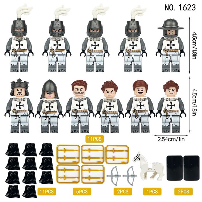 Rycerze Lego figurki Krzyżacy klocki knights castle kingdoms średniowi