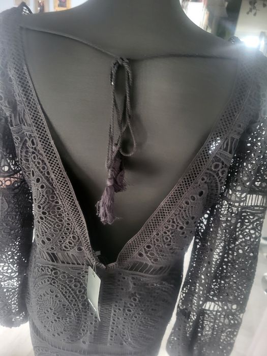 Piękna sexi tunika S M L Czarna na codzień i plażę