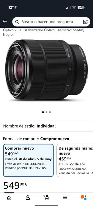 Objetiva Sony 28/70 nova