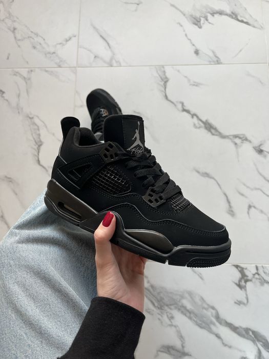 Чорні унісекс кросівки Nike air jordan 4 “Black Cat”, Jordan 4 Black