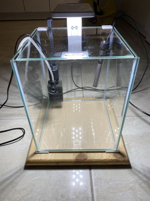 Nano Akwarium Aquael Shrimp 20litrów Zestaw + Podstawa Handmade Drewno