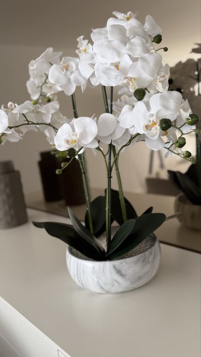 Orquidea  em vaso marmire 63cm