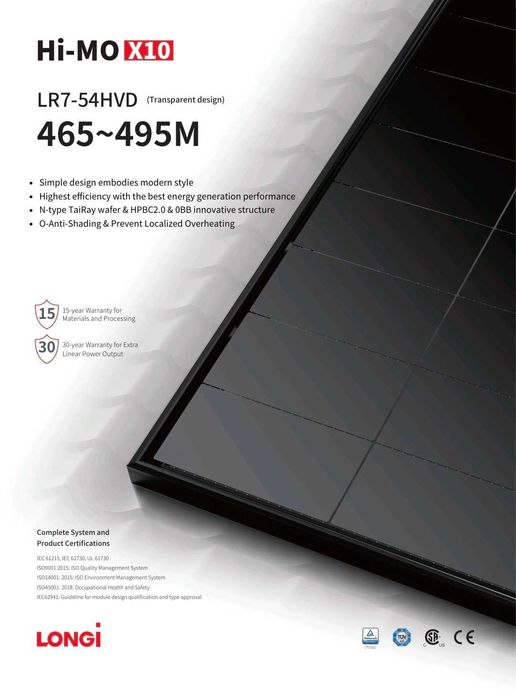 LONGI HIMO X10 LR7-54 HVD  Bifacial full black