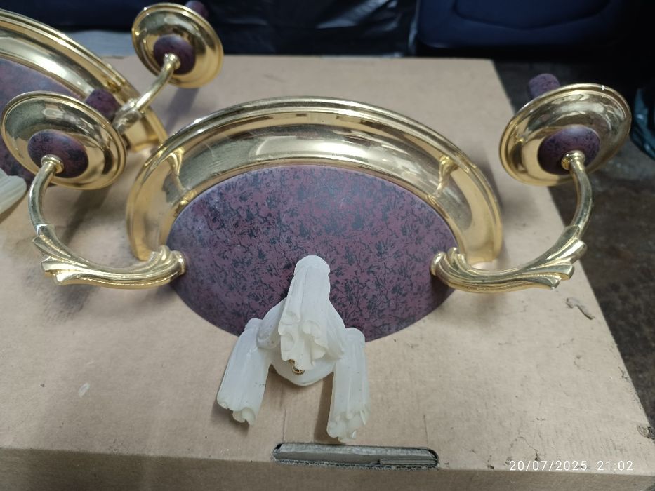 2 antique wall lamps from a house under renovation