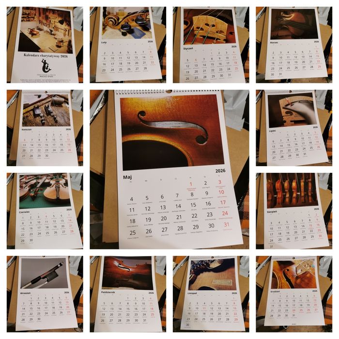 Kalendarz Lutniczy A3 na cele charytatywne skrzypce wiolonczela