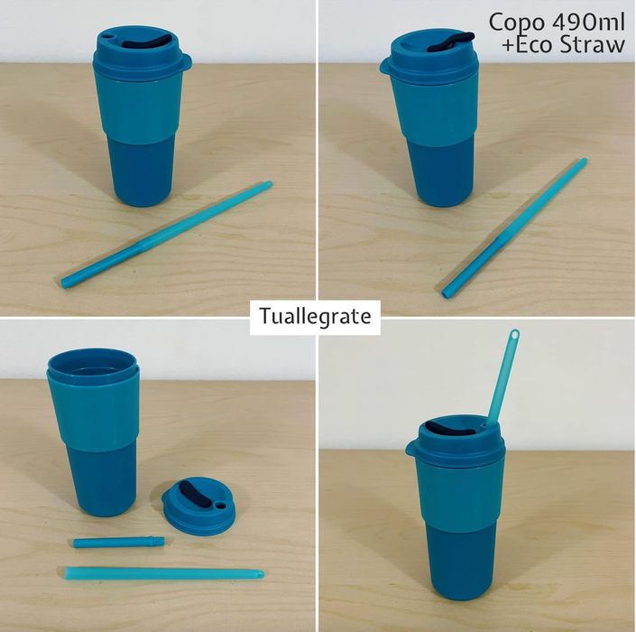 Copo Térmico + Palha Reutilizável Tupperware