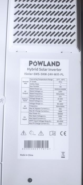 Продам інвертор ECGSOLAX (Powland) 5KW 24V