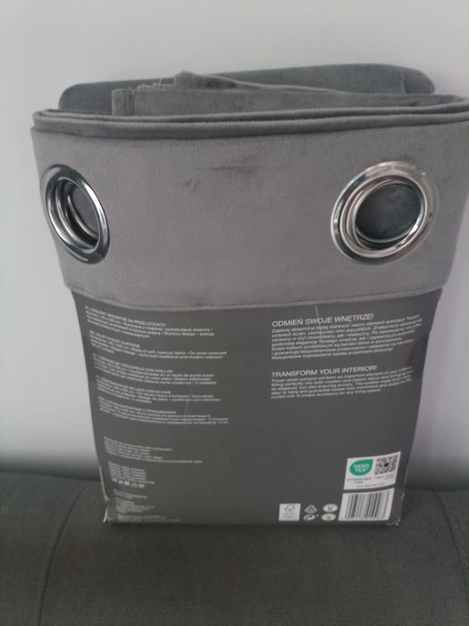 2 zasłony szare welurowe welwetowe Smukee 2x zasłona kółka 140/250cm