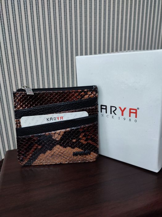 Karya шкіряний картхолдер, візитниця-монетниця натуральна шкіра