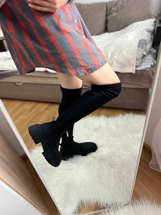 чорні чоботи ботфорди vitto rossi / чоботи високі / чоботи труби