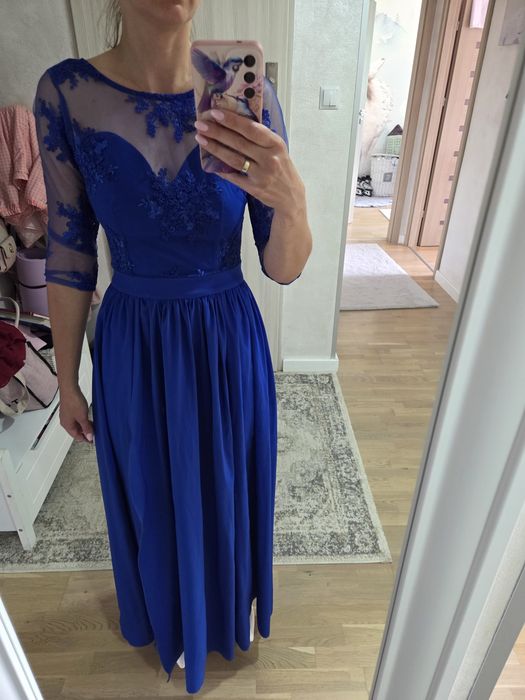 Suknia balowa chabrowa weselna r.xs