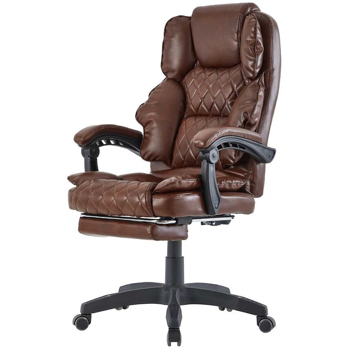 Fotel Obrotowy PREMIUM dla szefa Biurowy Gabinetowy z podnóżkiem